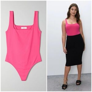 BABATON (Aritzia) Contour Squareneck Thong Bodysuit. Lined. 2XS